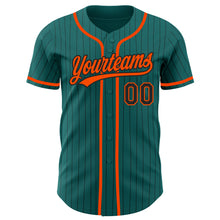 Загрузить изображение в средство просмотра галереи, Custom Teal Black Pinstripe Orange Authentic Baseball Jersey