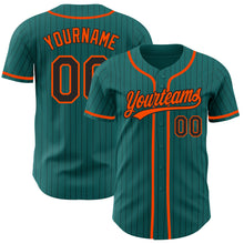 Загрузить изображение в средство просмотра галереи, Custom Teal Black Pinstripe Orange Authentic Baseball Jersey