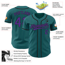 Загрузить изображение в средство просмотра галереи, Custom Teal Purple Pinstripe Black Authentic Baseball Jersey