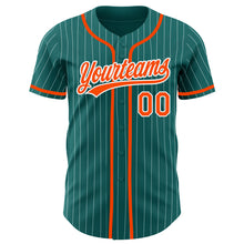 Загрузить изображение в средство просмотра галереи, Custom Teal White Pinstripe Orange Authentic Baseball Jersey
