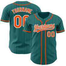 Загрузить изображение в средство просмотра галереи, Custom Teal White Pinstripe Orange Authentic Baseball Jersey
