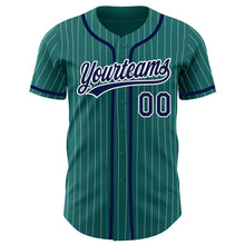 Загрузить изображение в средство просмотра галереи, Custom Teal White Pinstripe Navy Authentic Baseball Jersey