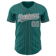 Загрузить изображение в средство просмотра галереи, Custom Teal White Pinstripe Steel Gray Authentic Baseball Jersey