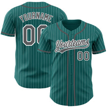 Загрузить изображение в средство просмотра галереи, Custom Teal White Pinstripe Steel Gray Authentic Baseball Jersey