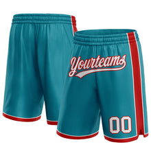 Load image into Gallery viewer, Custom Teal White-Red Authentic Basketball Shorts
