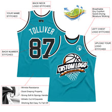 Загрузить изображение в средство просмотра галереи, Custom Teal Black-White Authentic Throwback Basketball Jersey