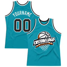Загрузить изображение в средство просмотра галереи, Custom Teal Black-White Authentic Throwback Basketball Jersey