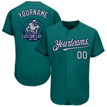 Загрузить изображение в средство просмотра галереи, Custom Teal Gray-Navy Authentic Baseball Jersey