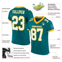 Charger l'image dans la galerie, Custom Teal White-Gold Mesh Authentic Football Jersey