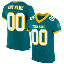 Charger l'image dans la galerie, Custom Teal White-Gold Mesh Authentic Football Jersey