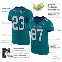 Laden Sie das Bild in den Galerie-Viewer, Custom Teal Gray-Navy Mesh Authentic Football Jersey