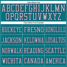 Laden Sie das Bild in den Galerie-Viewer, Custom Teal Gray-Navy Mesh Authentic Football Jersey