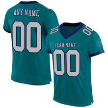 Laden Sie das Bild in den Galerie-Viewer, Custom Teal Gray-Navy Mesh Authentic Football Jersey
