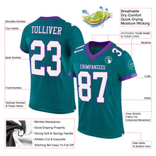 Charger l'image dans la galerie, Custom Teal White-Purple Mesh Authentic Football Jersey