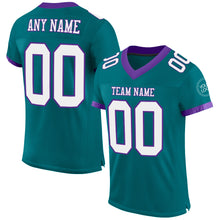 Charger l'image dans la galerie, Custom Teal White-Purple Mesh Authentic Football Jersey