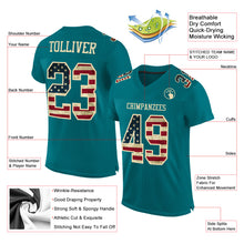 Load image into Gallery viewer, Custom Teal Vintage USA Flag-City Cream Mesh Authentic Football Jersey