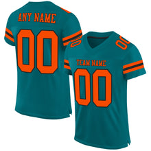 Load image into Gallery viewer, Custom Teal Orange-Black Mesh Authentic Football Jersey