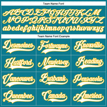 Load image into Gallery viewer, Custom Teal White-Gold Hockey Lace Neck Jersey