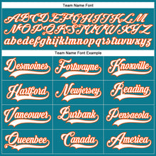 Load image into Gallery viewer, Custom Teal White-Orange Hockey Lace Neck Jersey