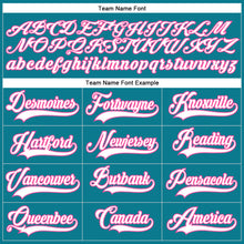 Load image into Gallery viewer, Custom Teal White-Pink Hockey Lace Neck Jersey