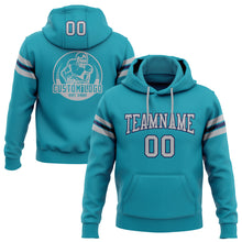 Laden Sie das Bild in den Galerie-Viewer, Custom Stitched Teal Gray-Navy Football Pullover Sweatshirt Hoodie