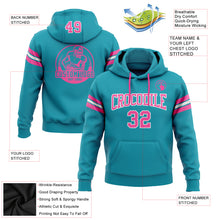Load image into Gallery viewer, Custom Stitched Teal Pink-White Football Pullover Sweatshirt Hoodie
