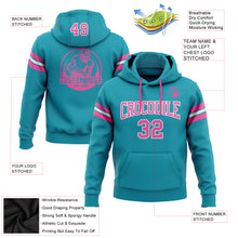 Laden Sie das Bild in den Galerie-Viewer, Custom Stitched Teal Pink-White Football Pullover Sweatshirt Hoodie