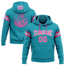 Laden Sie das Bild in den Galerie-Viewer, Custom Stitched Teal Pink-White Football Pullover Sweatshirt Hoodie