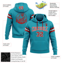 Laden Sie das Bild in den Galerie-Viewer, Custom Stitched Teal Red-White Football Pullover Sweatshirt Hoodie
