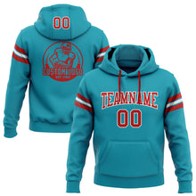 Laden Sie das Bild in den Galerie-Viewer, Custom Stitched Teal Red-White Football Pullover Sweatshirt Hoodie