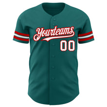 Charger l'image dans la galerie, Custom Teal White-Red Authentic Baseball Jersey