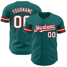 Charger l'image dans la galerie, Custom Teal White-Red Authentic Baseball Jersey