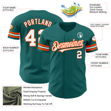 Charger l'image dans la galerie, Custom Teal White-Orange Authentic Baseball Jersey