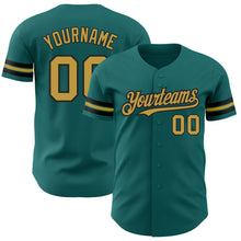 Charger l'image dans la galerie, Custom Teal Old Gold-Black Authentic Baseball Jersey