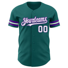 Charger l'image dans la galerie, Custom Teal White-Purple Authentic Baseball Jersey