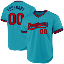 Charger l'image dans la galerie, Custom Teal Red-Navy Authentic Throwback Baseball Jersey