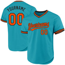 Charger l'image dans la galerie, Custom Teal Orange-Black Authentic Throwback Baseball Jersey