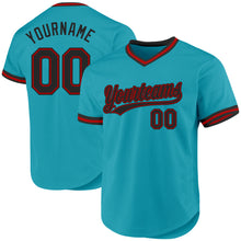 Load image into Gallery viewer, Custom Teal Black-Red Authentic Throwback Baseball Jersey
