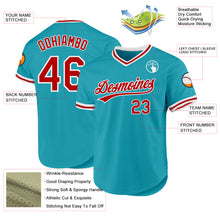 Charger l'image dans la galerie, Custom Teal Red-White Authentic Throwback Baseball Jersey