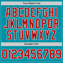 Charger l'image dans la galerie, Custom Teal Red-White Authentic Throwback Baseball Jersey