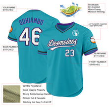 Load image into Gallery viewer, Custom Teal Black-Purple Authentic Throwback Baseball Jersey
