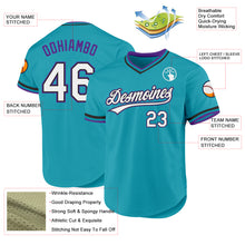 Charger l'image dans la galerie, Custom Teal Black-Purple Authentic Throwback Baseball Jersey