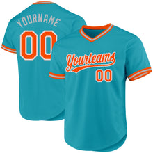 Charger l'image dans la galerie, Custom Teal Orange-Gray Authentic Throwback Baseball Jersey