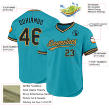 Charger l'image dans la galerie, Custom Teal Black-Old Gold Authentic Throwback Baseball Jersey