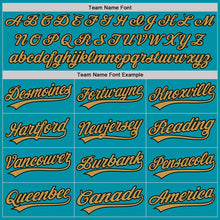Charger l'image dans la galerie, Custom Teal Black-Old Gold Authentic Throwback Baseball Jersey