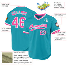 Charger l'image dans la galerie, Custom Teal Pink-White Authentic Throwback Baseball Jersey