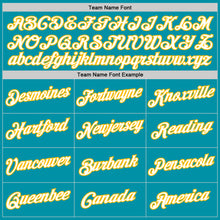 Load image into Gallery viewer, Custom Teal White-Gold Authentic Throwback Basketball Jersey