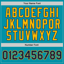 Laden Sie das Bild in den Galerie-Viewer, Custom Teal Navy-Gold Authentic Throwback Basketball Jersey