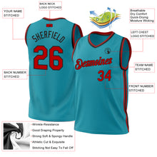 Charger l'image dans la galerie, Custom Teal Red-Black Authentic Throwback Basketball Jersey