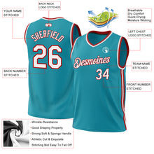 Загрузить изображение в средство просмотра галереи, Custom Teal White-Red Authentic Throwback Basketball Jersey